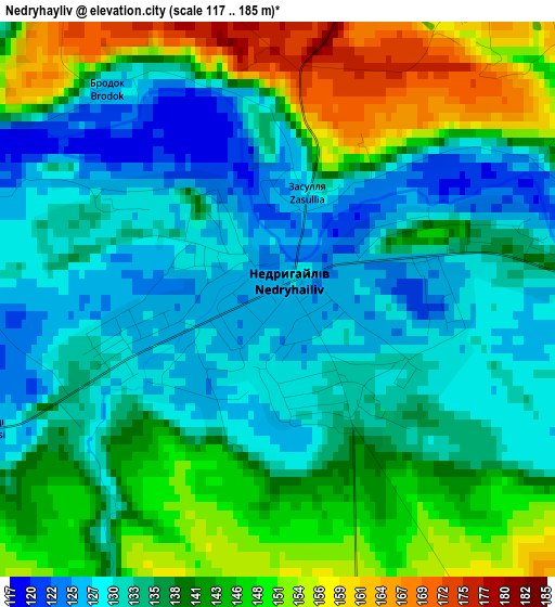 Nedryhayliv elevation map