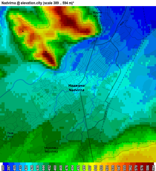 Nadvirna elevation map