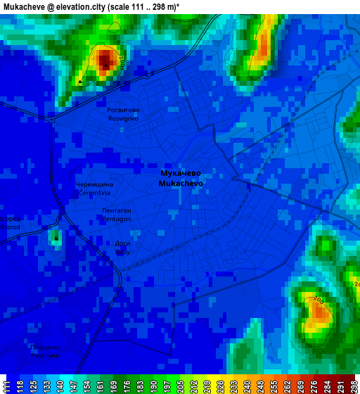 Mukacheve elevation map