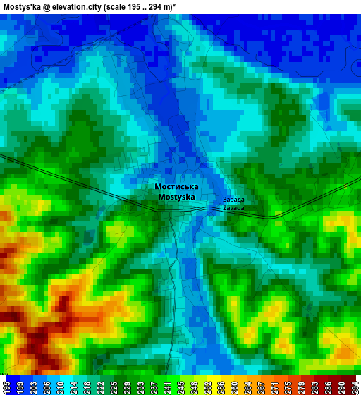 Mostys'ka elevation map