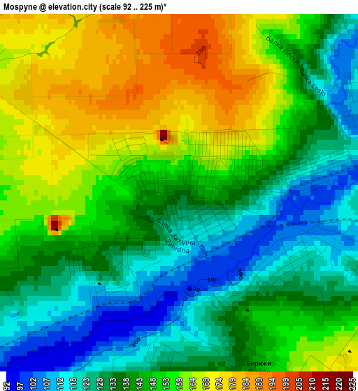 Mospyne elevation map