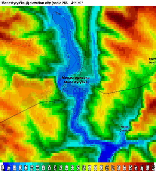 Monastyrys’ka elevation map