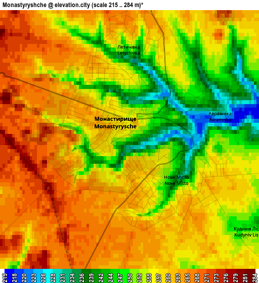 Monastyryshche elevation map