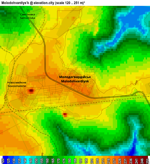 Molodohvardiys’k elevation map