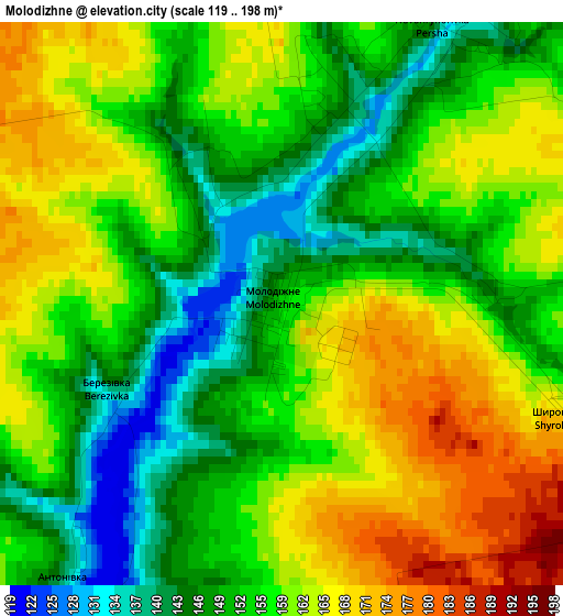 Molodizhne elevation map