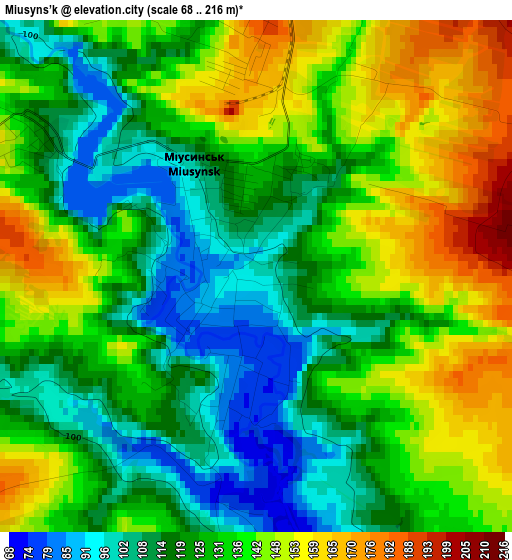 Miusyns’k elevation map