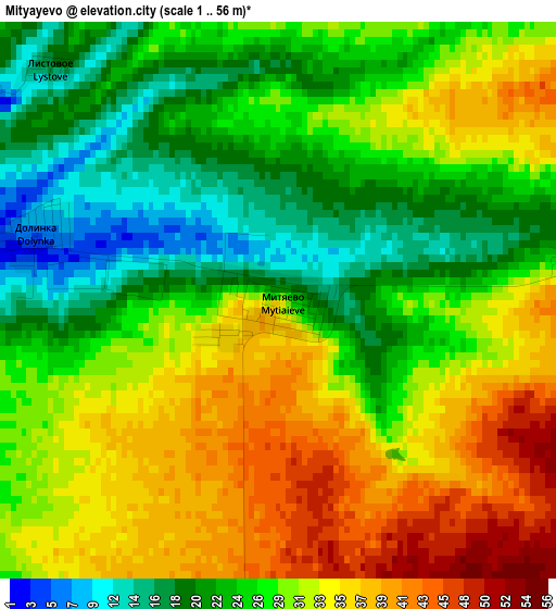 Mityayevo elevation map