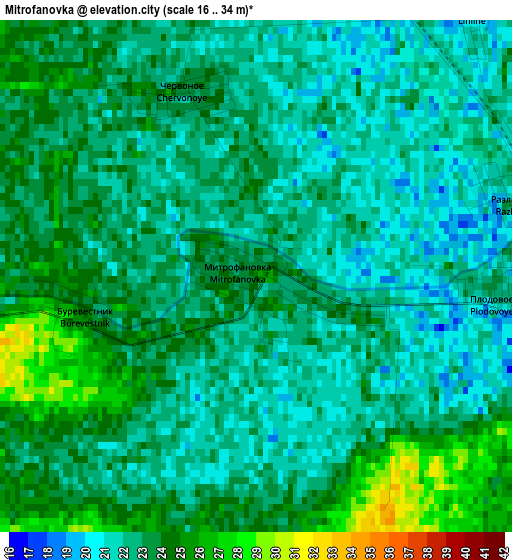 Mitrofanovka elevation map