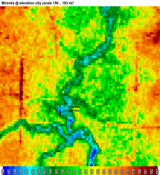 Mirovka elevation map