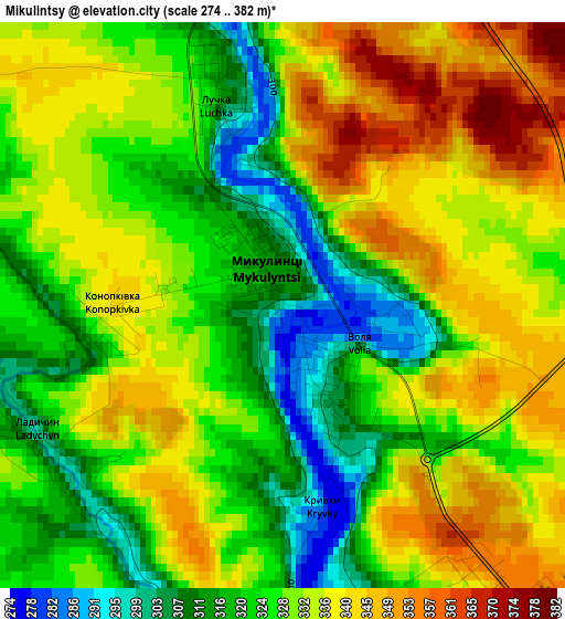 Mikulintsy elevation map