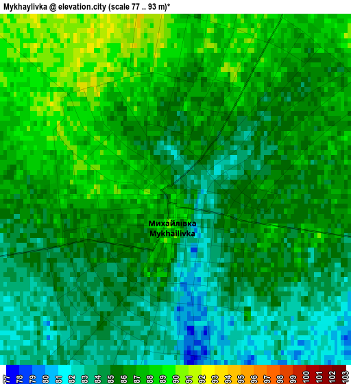 Mykhaylivka elevation map