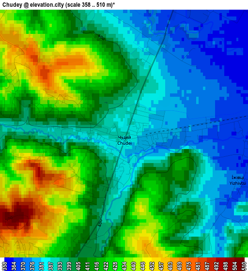 Chudey elevation map