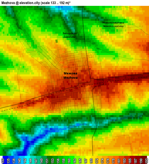 Mezhova elevation map