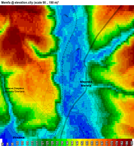 Merefa elevation map