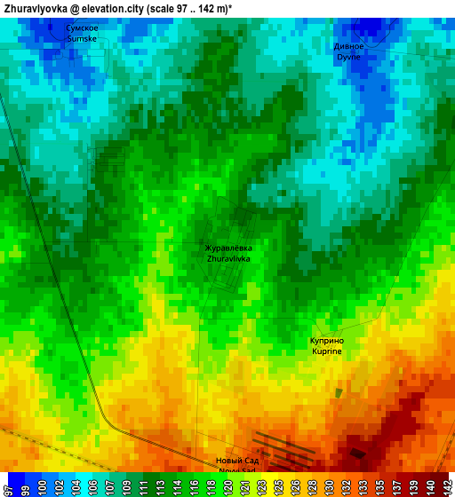 Zhuravlyovka elevation map