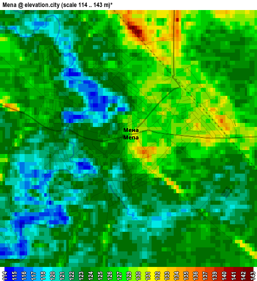 Mena elevation map