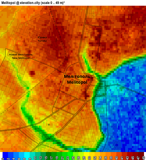 Melitopol elevation map