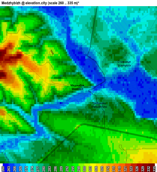 Medzhybizh elevation map