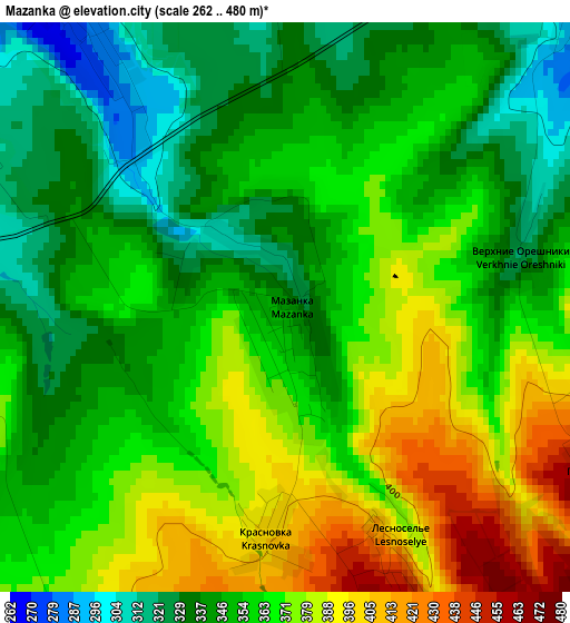 Mazanka elevation map