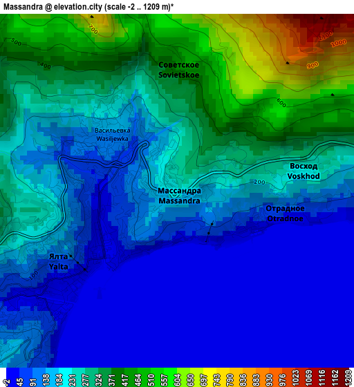 Massandra elevation map