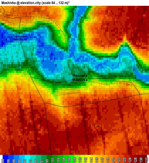 Mashivka elevation map