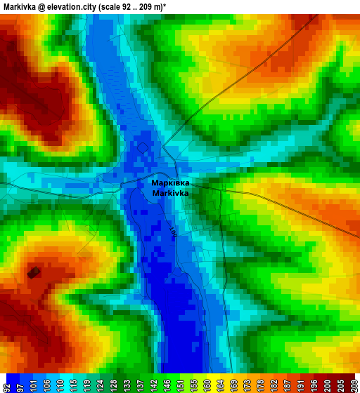 Markivka elevation map