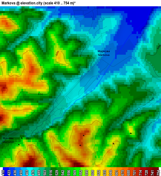 Markova elevation map