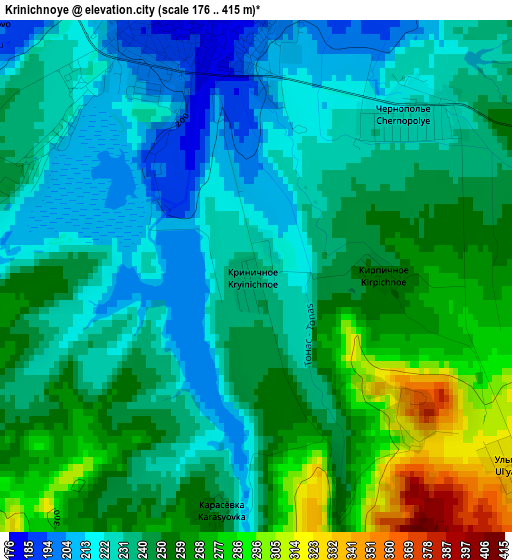 Krinichnoye elevation map