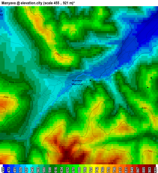 Manyava elevation map