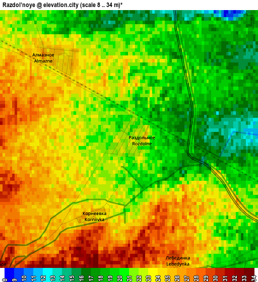 Razdol’noye elevation map