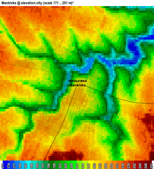 Mankivka elevation map