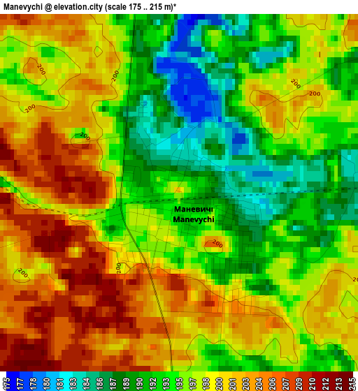 Manevychi elevation map