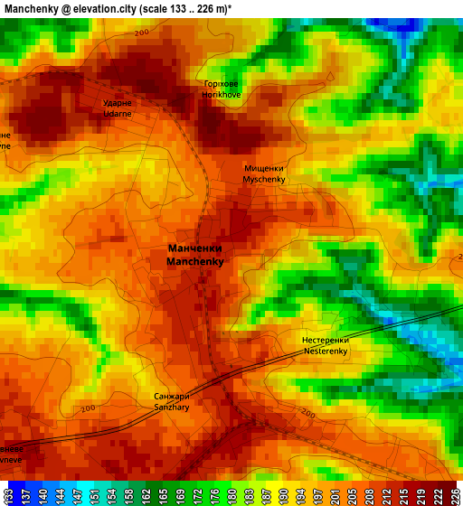 Manchenky elevation map