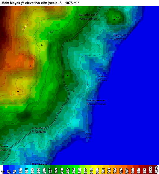 Maly Mayak elevation map