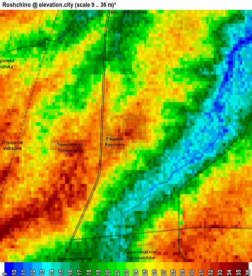 Roshchino elevation map