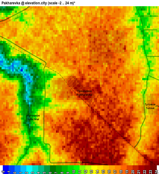 Pakharevka elevation map