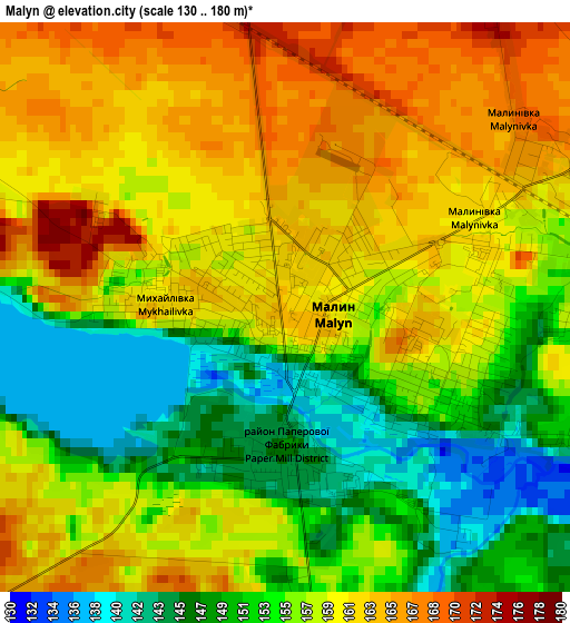 Malyn elevation map