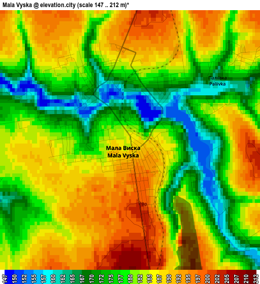 Mala Vyska elevation map