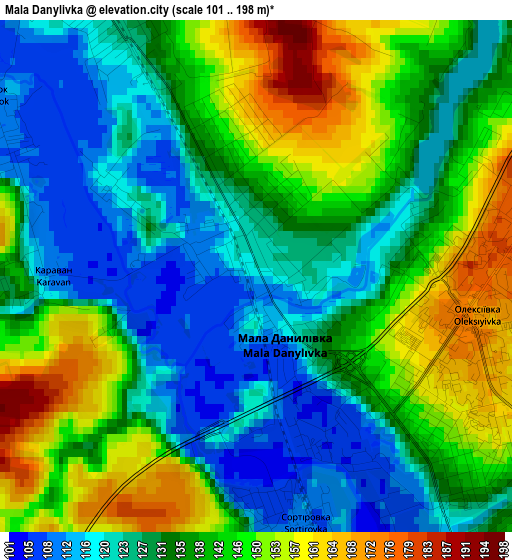 Mala Danylivka elevation map