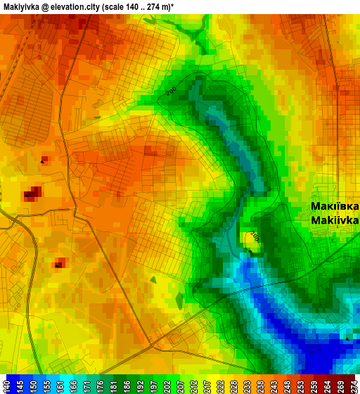 Makiyivka elevation map