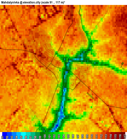 Mahdalynivka elevation map