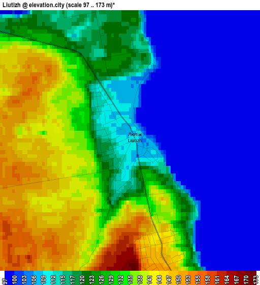 Liutizh elevation map