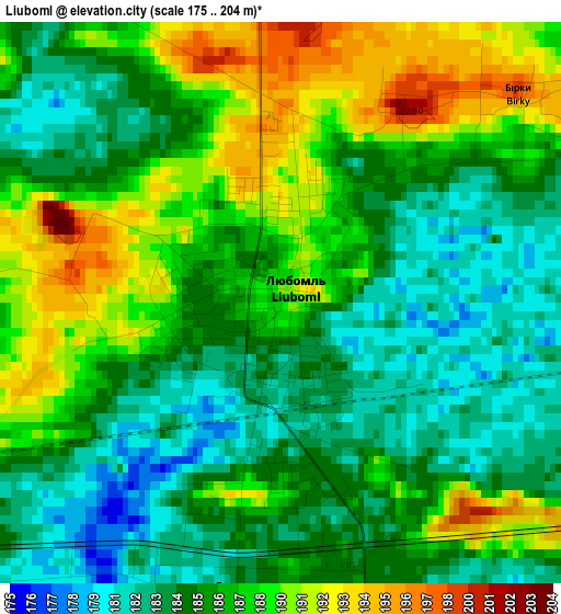 Liuboml elevation map