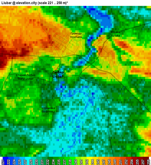 Liubar elevation map