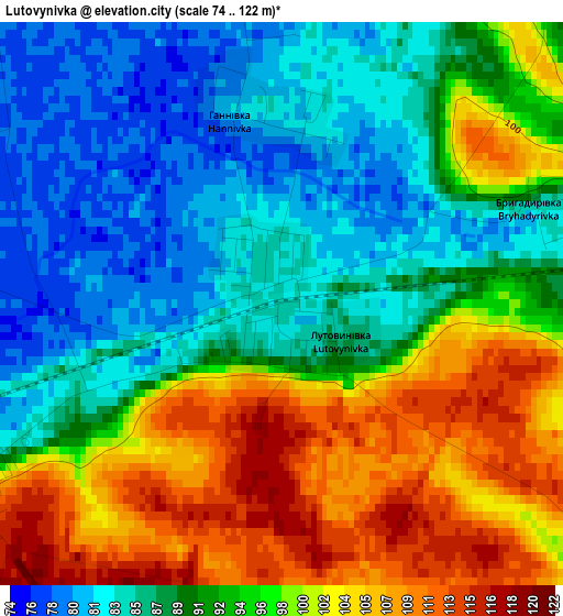 Lutovynivka elevation map