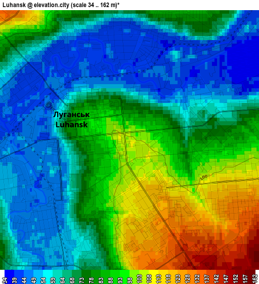 Luhansk elevation map