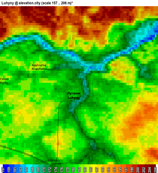 Luhyny elevation map