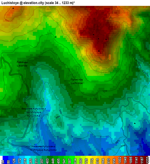 Luchistoye elevation map