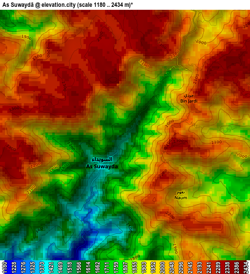 As Suwaydā elevation map