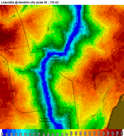 Lozuvatka elevation map